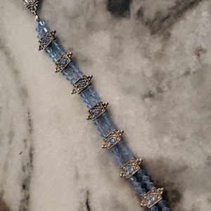 STUNNING Blue Swarovski crystal bead bracelet 7"
